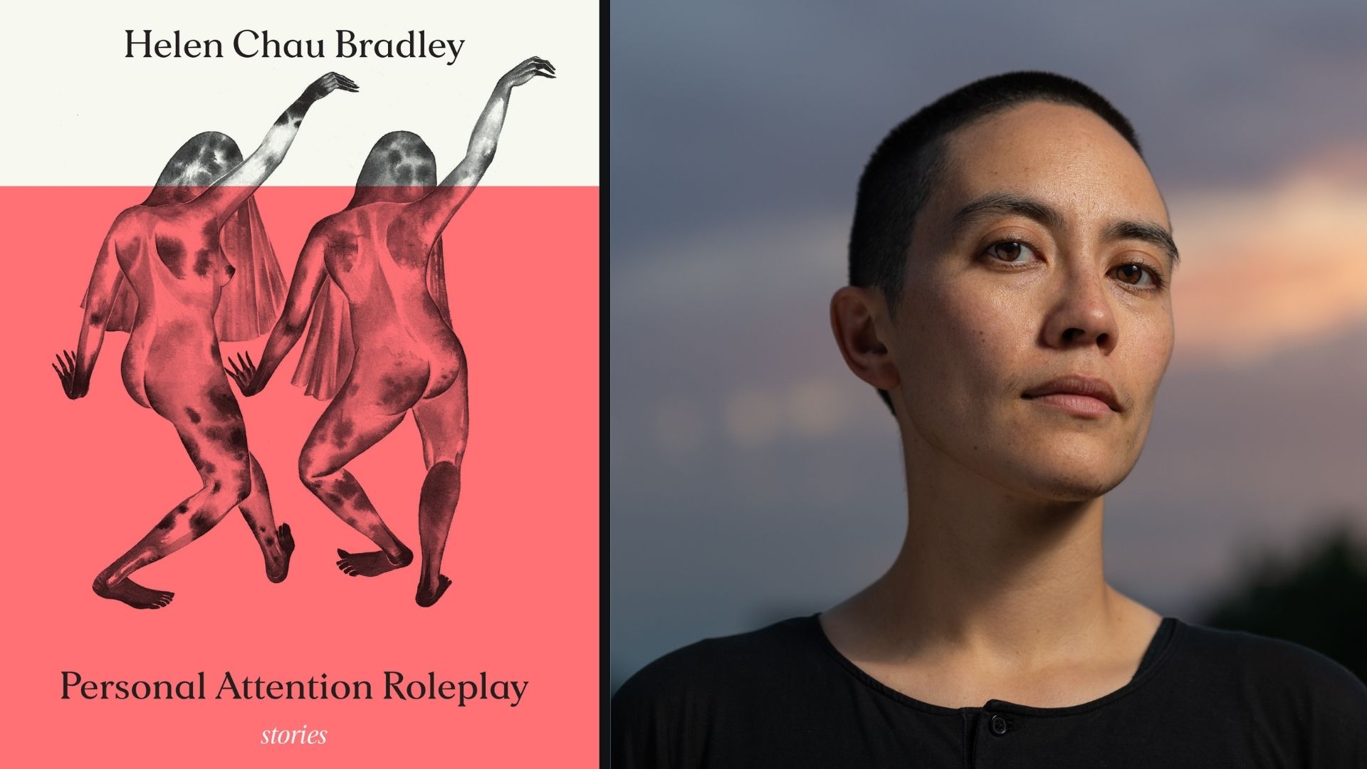 Banner with book cover and author headshot